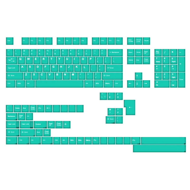 Tai-Hao ABS 152 Keys Cubic Profile Translucent Backlit Keycaps - Jelly Jade - مفاتيح